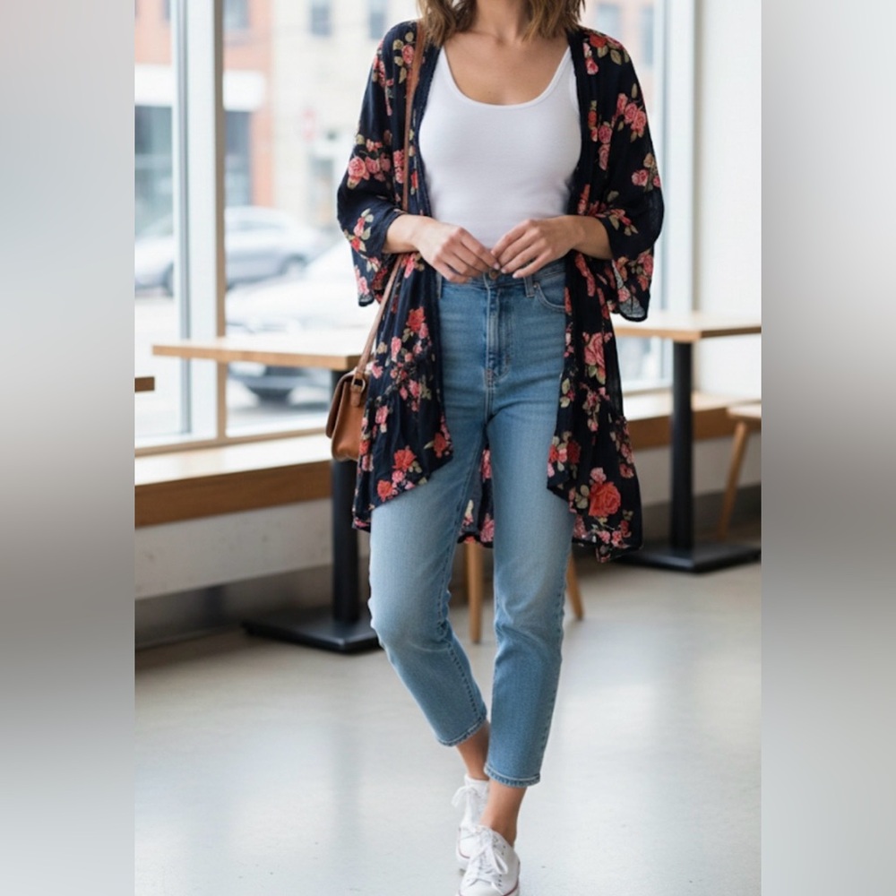 🌸 Maurices Floral Open-Front Kimono - Size 0